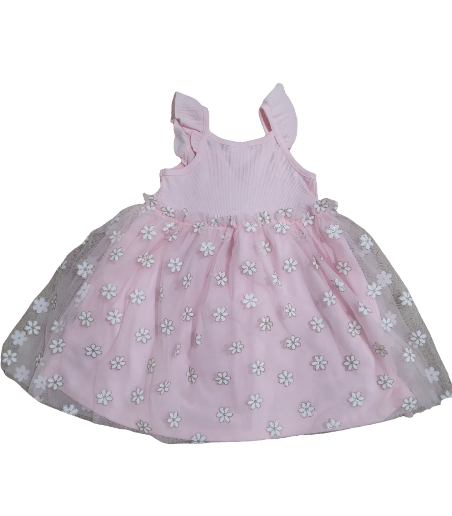 Just Lizzi Vestido rosa de flores com tiara