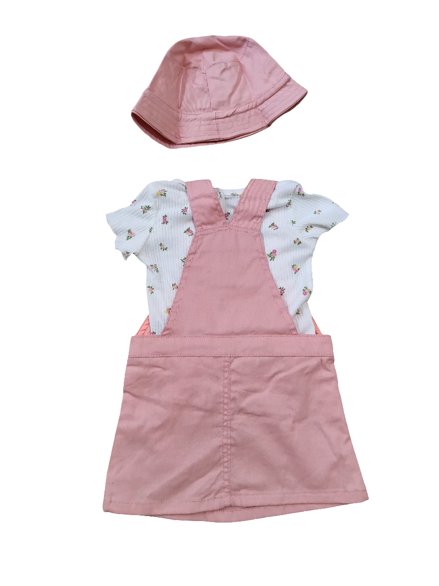 Nannete vestido rosa com blusa e chapéu
