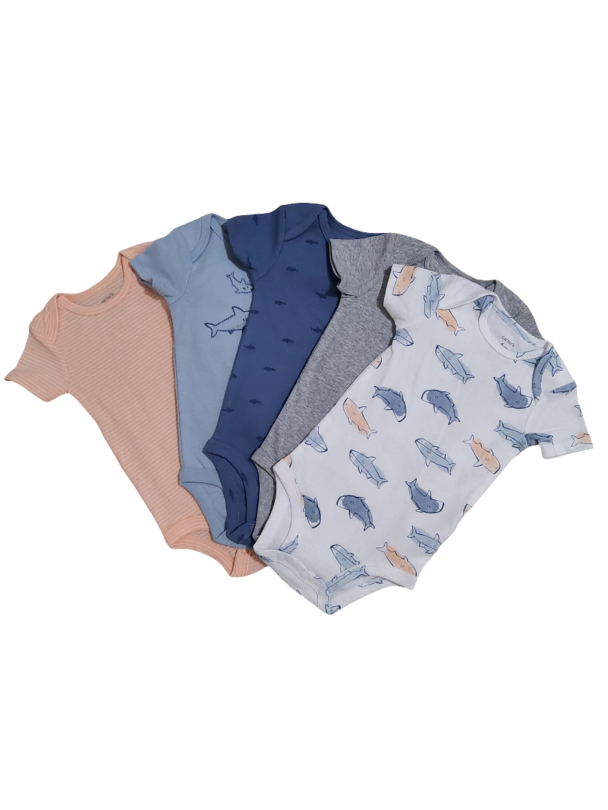 Carter's kit body bebê menino 5 peças 100% algodão