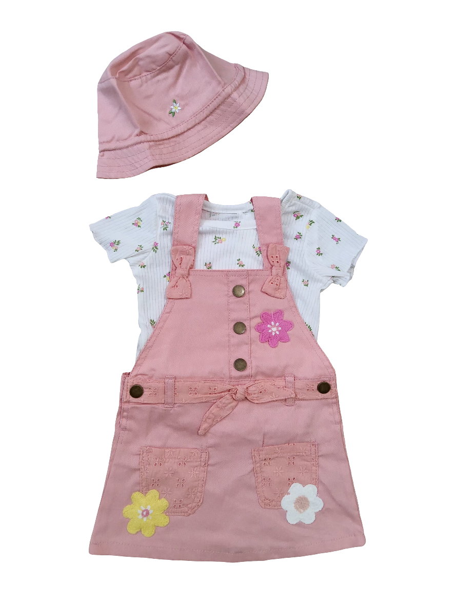 Nannete vestido rosa com blusa e chapéu