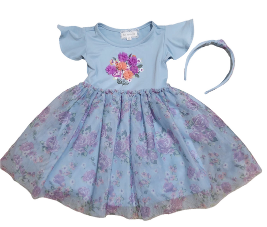 Btween vestido azul com tiara