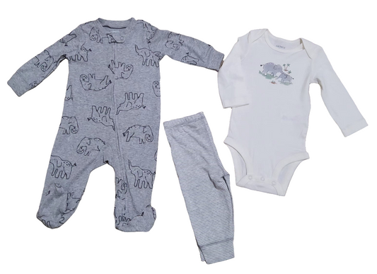 Carter's kit macacão body e calça menino 3 peças