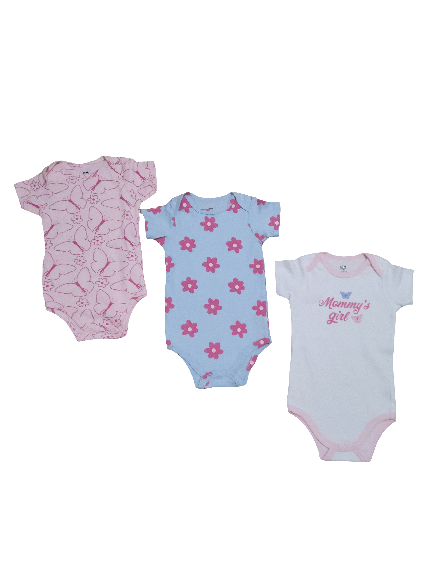 Hudson kit body bebê menina 3 peças manga curta 100% algodão