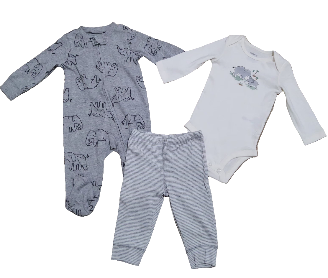 Carter's kit macacão body e calça menino 3 peças