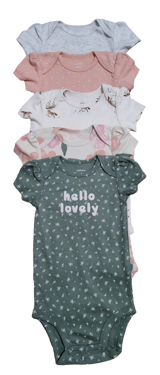 Carter's kit body bebê menina 5 peças