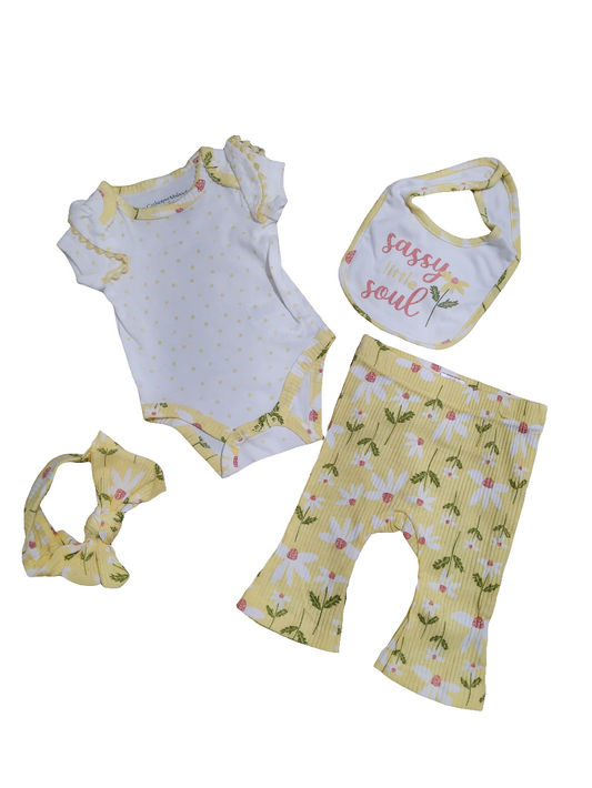 Catherine Malandrino bebe conjunto amarelo menina 4 peças