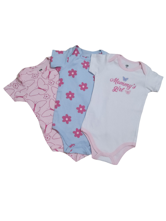 Hudson kit body bebê menina 3 peças manga curta 100% algodão