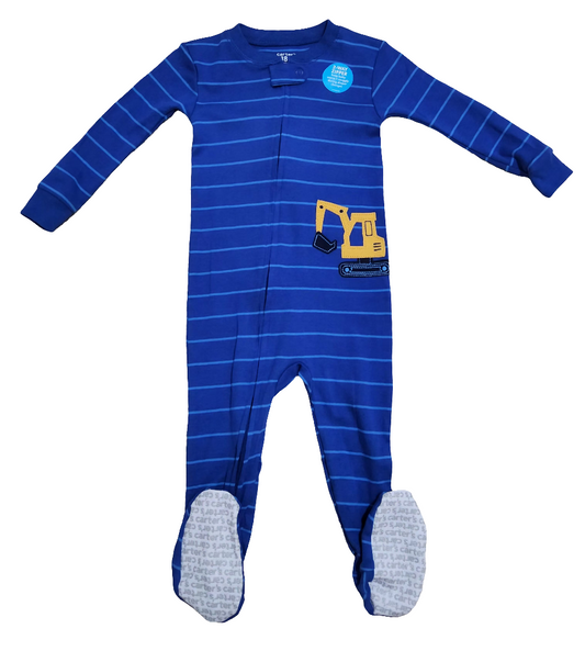 Carter's Macacão pijama menino azul com pezinho