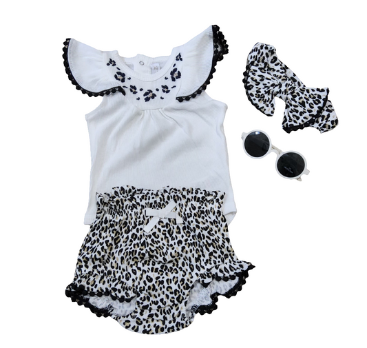 Rachel Zoe Conjunto menina body, short, tiara e óculos de sol