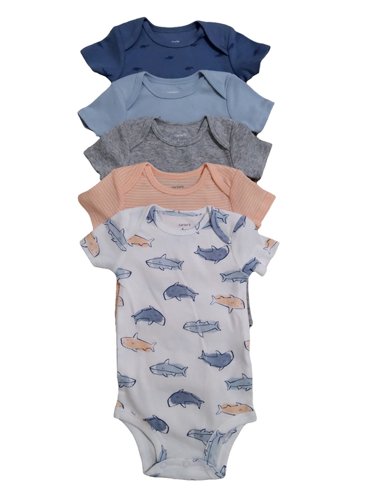 Carter's kit body bebê menino 5 peças 100% algodão